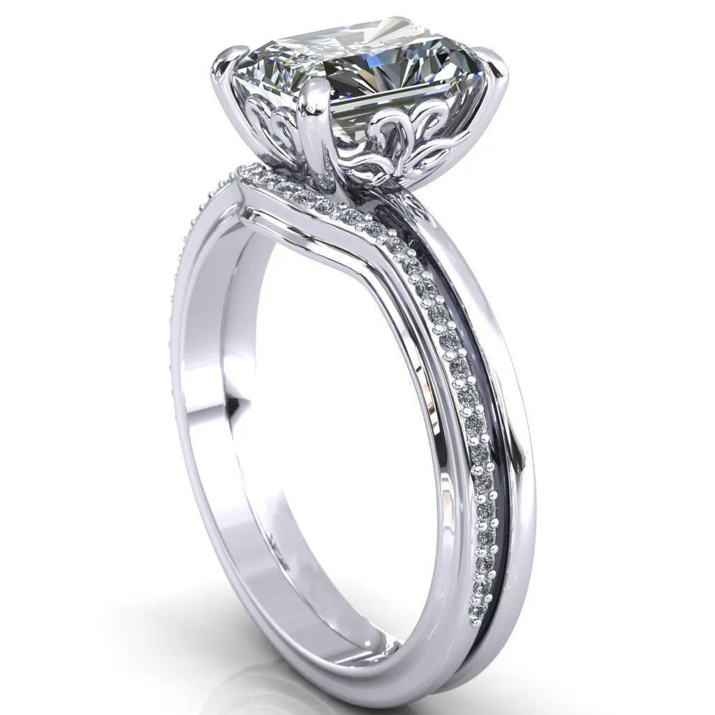 Mate For Life Emerald Center Stone Swan Engagement Ring