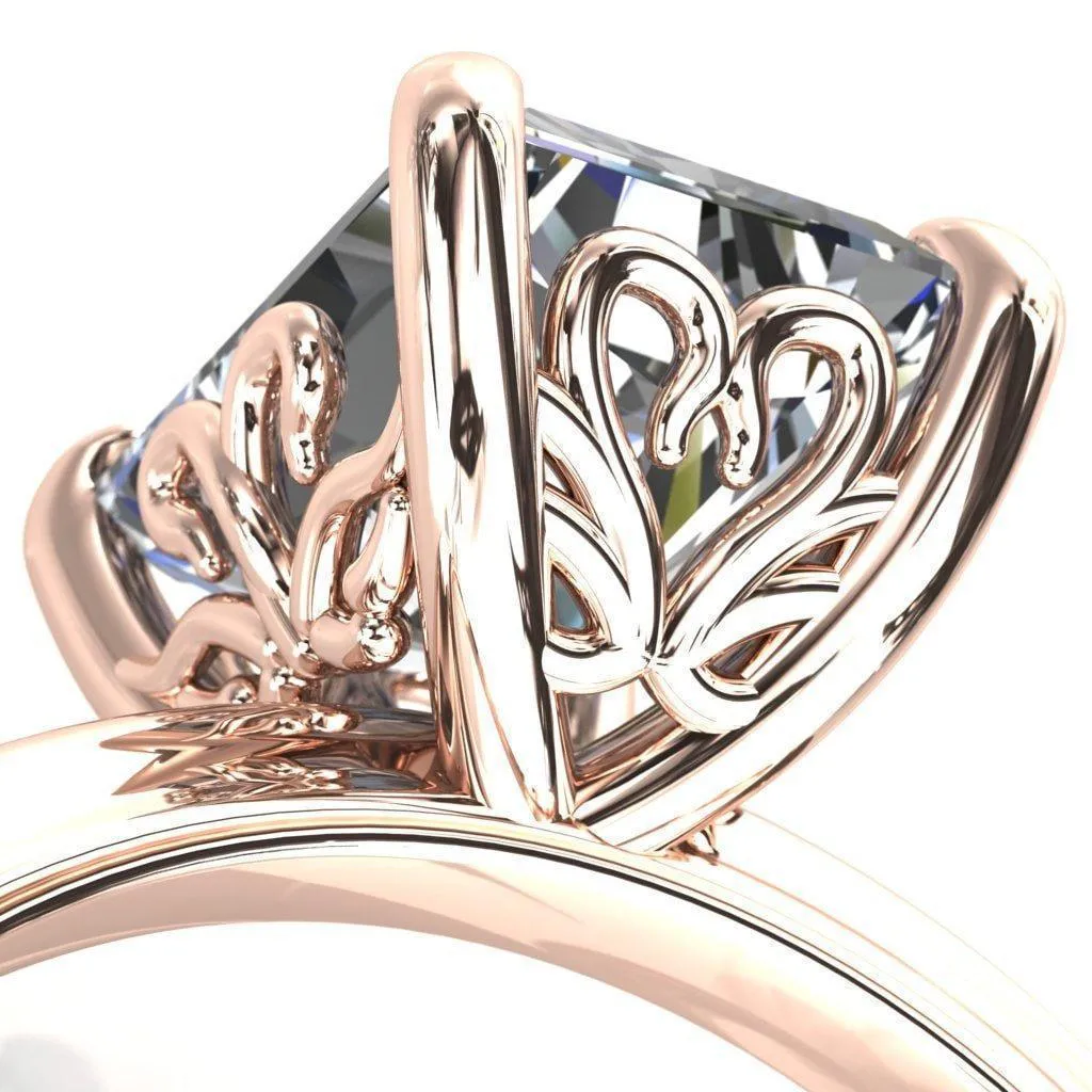 Mate For Life Emerald Center Stone Swan Engagement Ring