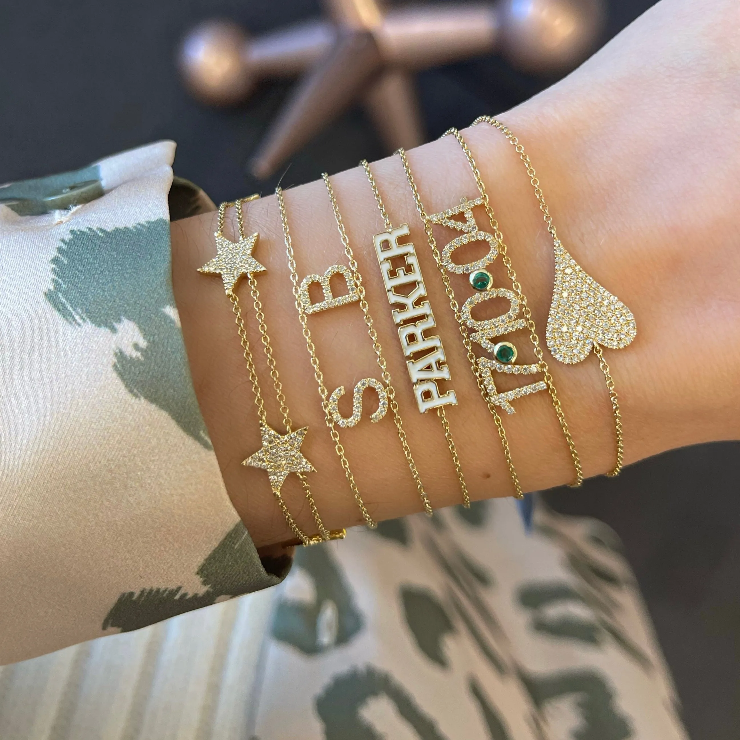 Medium Elongated Pave Heart Bracelet