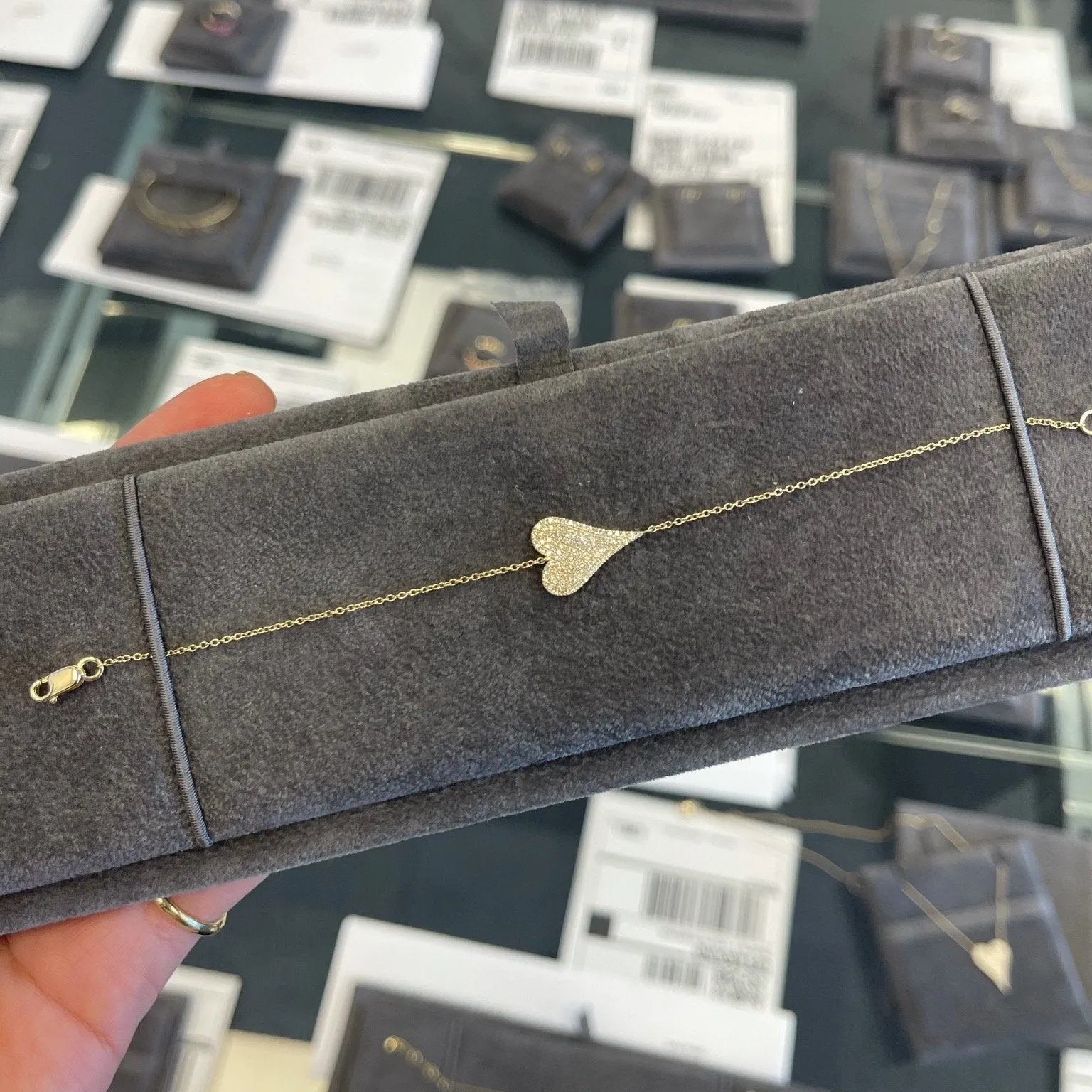 Medium Elongated Pave Heart Bracelet