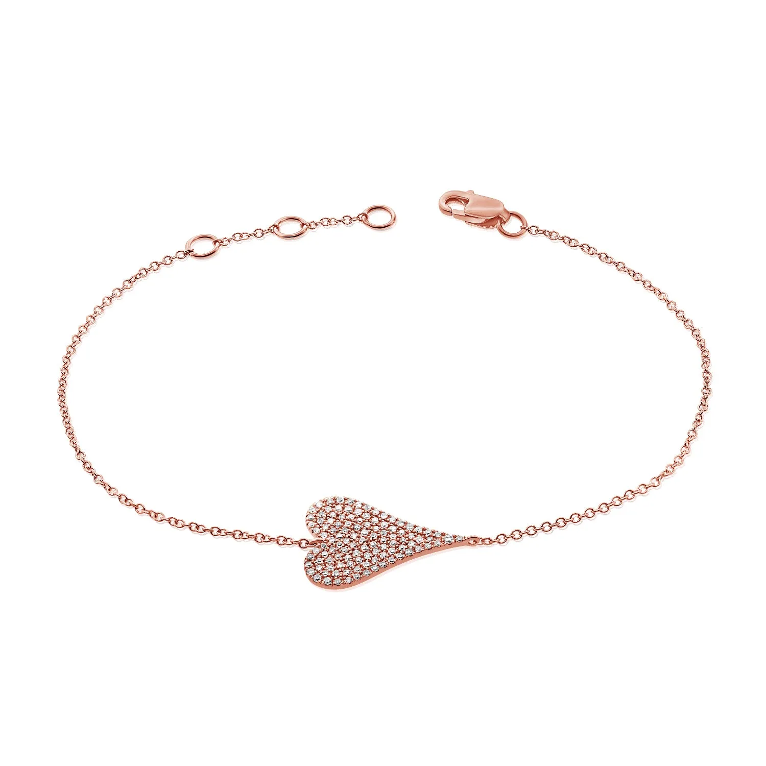 Medium Elongated Pave Heart Bracelet