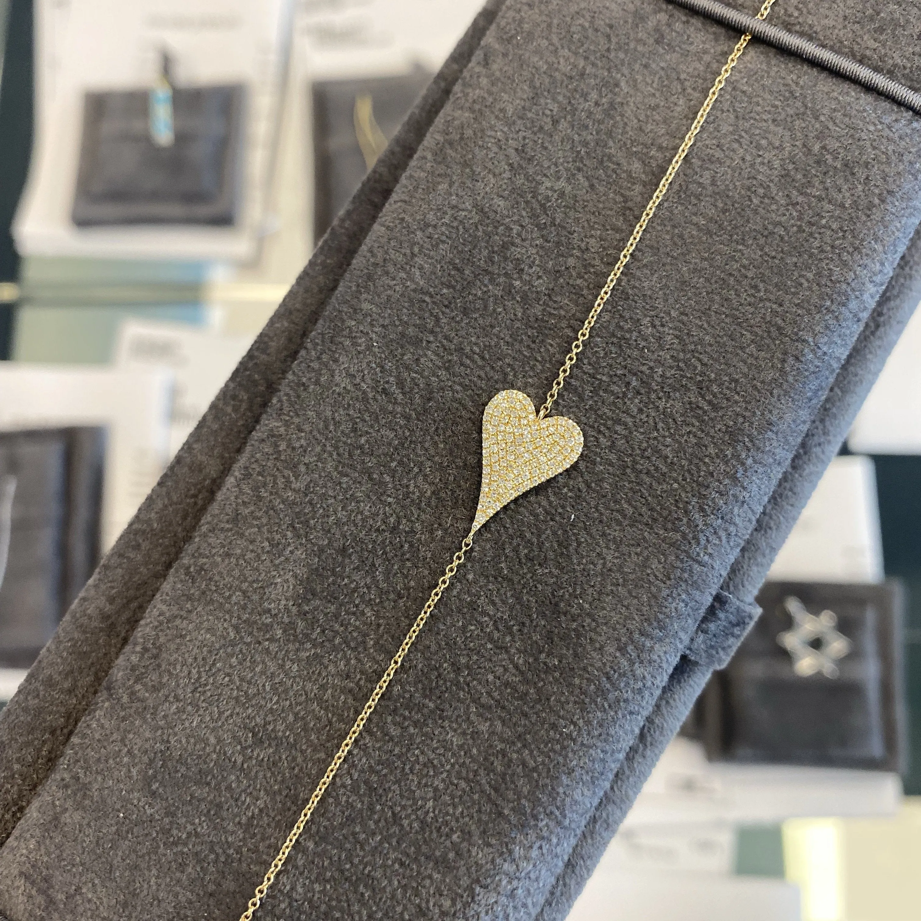 Medium Elongated Pave Heart Bracelet