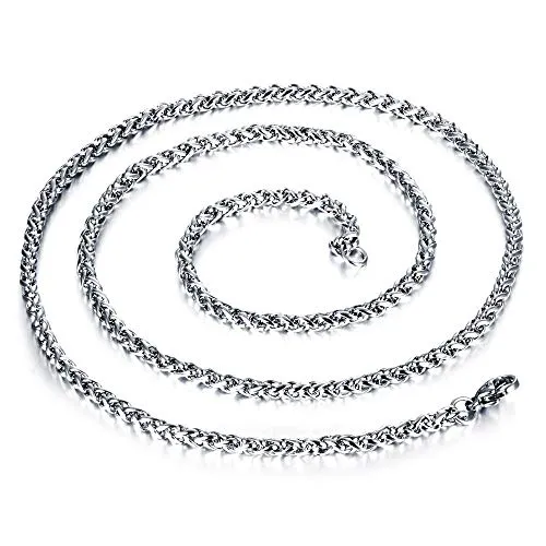 MEENAZ Chain for Men boyfriend Jewellery Stainless Steel Valentine Long Chain Gents Platinum Necklace Silver Chain for Men Boys Stylish -CN9136 (Silver White)