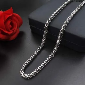 MEENAZ Chain for Men boyfriend Jewellery Stainless Steel Valentine Long Chain Gents Platinum Necklace Silver Chain for Men Boys Stylish -CN9136 (Silver White)