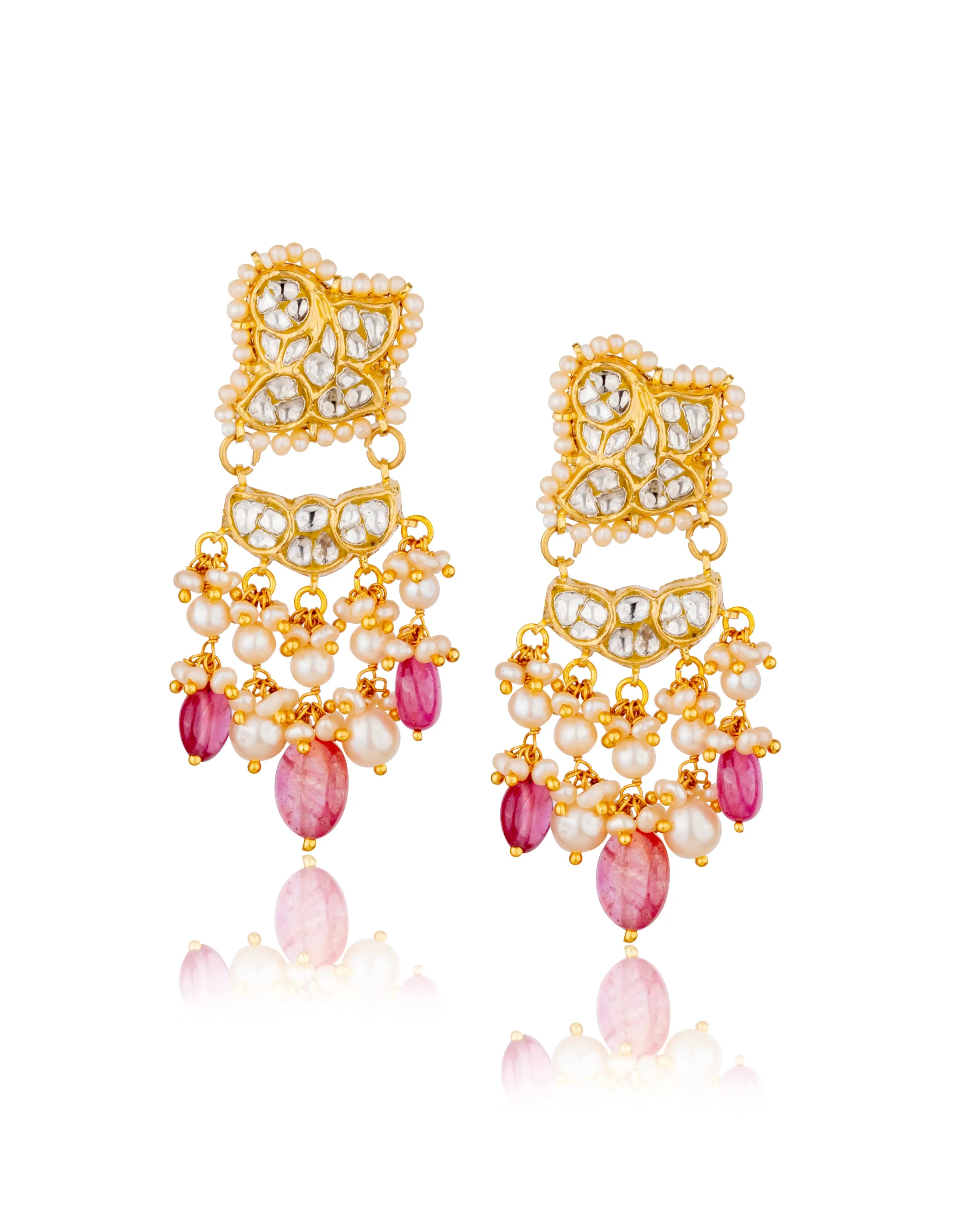 Megha Necklaces And Adhya Long Earrings Polki Set