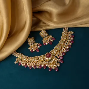 Megha Necklaces And Adhya Long Earrings Polki Set