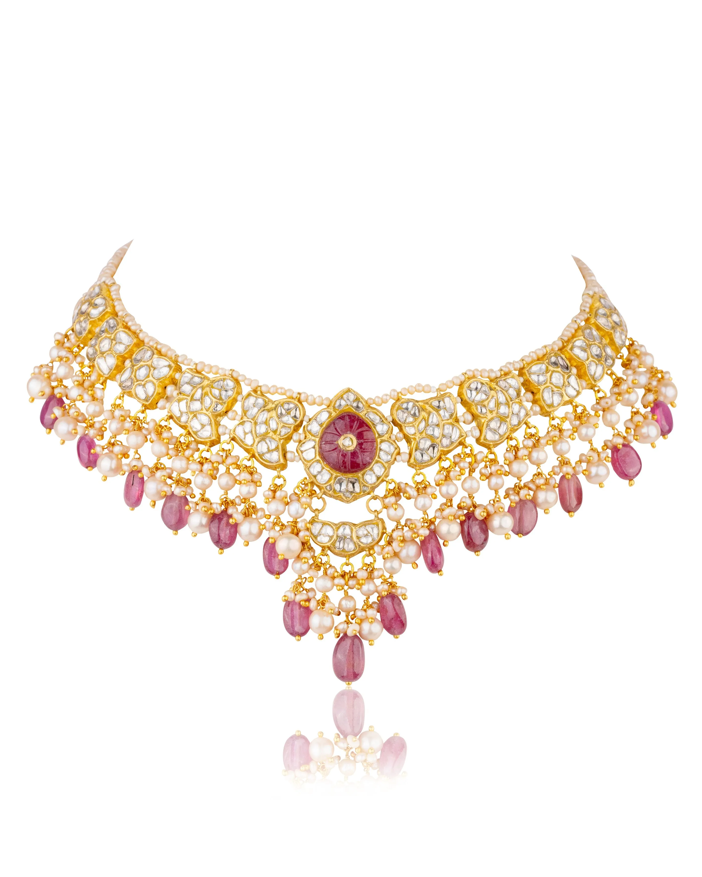 Megha Necklaces And Adhya Long Earrings Polki Set