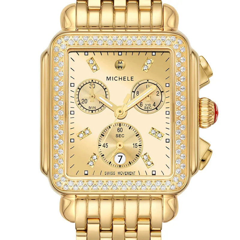 Michele Deco Diamond High Shine 18K Gold-Plated Watch - MWW06A000806