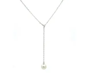 Mikimoto 18K White Gold Diamond Akoya Lariat Necklace