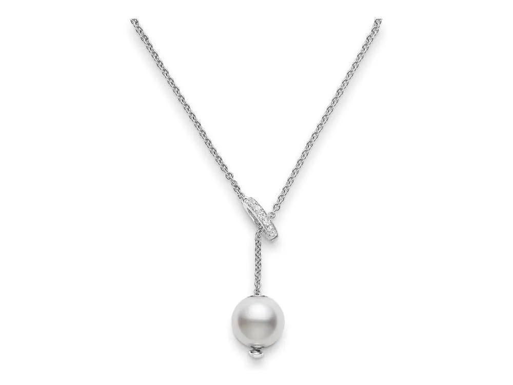 Mikimoto Pearls in Motion White Gold Pearl Necklace with Diamonds