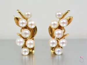 Ming's Hawaii White Akoya Pearls Clip Earrings in 14K yellow gold