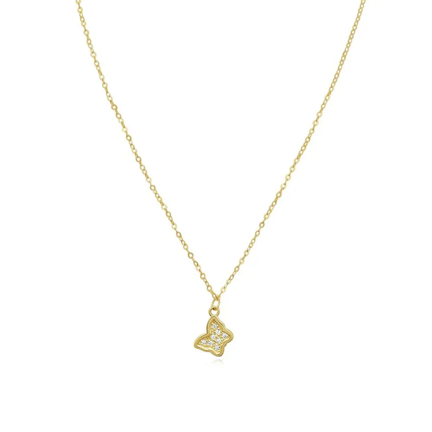 Mini Diamond Gold Frame Butterfly Necklace