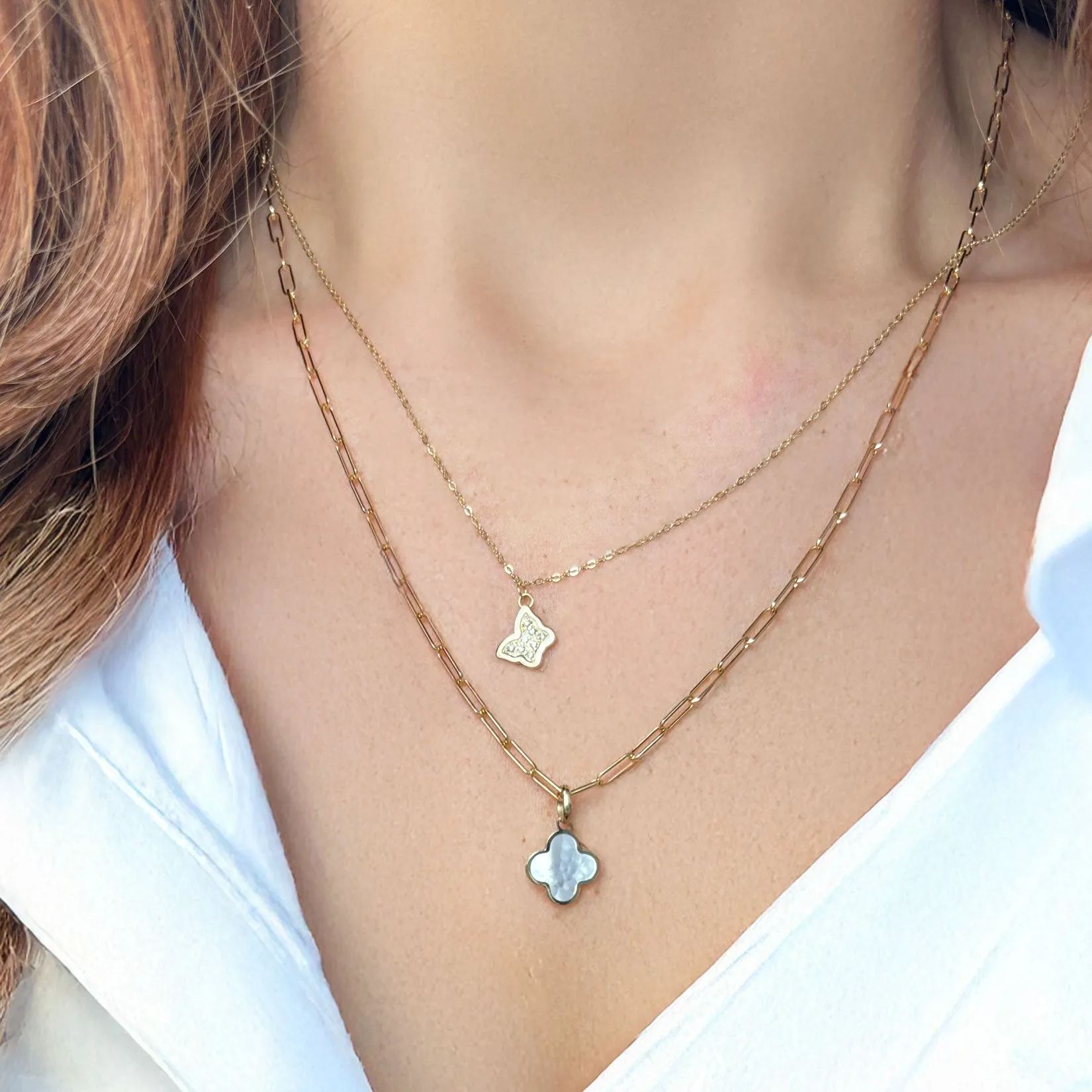 Mini Diamond Gold Frame Butterfly Necklace