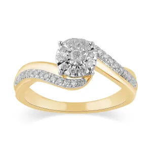 Miracle Surround Solitaire Look Ring with 1/4ct of Diamonds in 9ct Yellow Gold