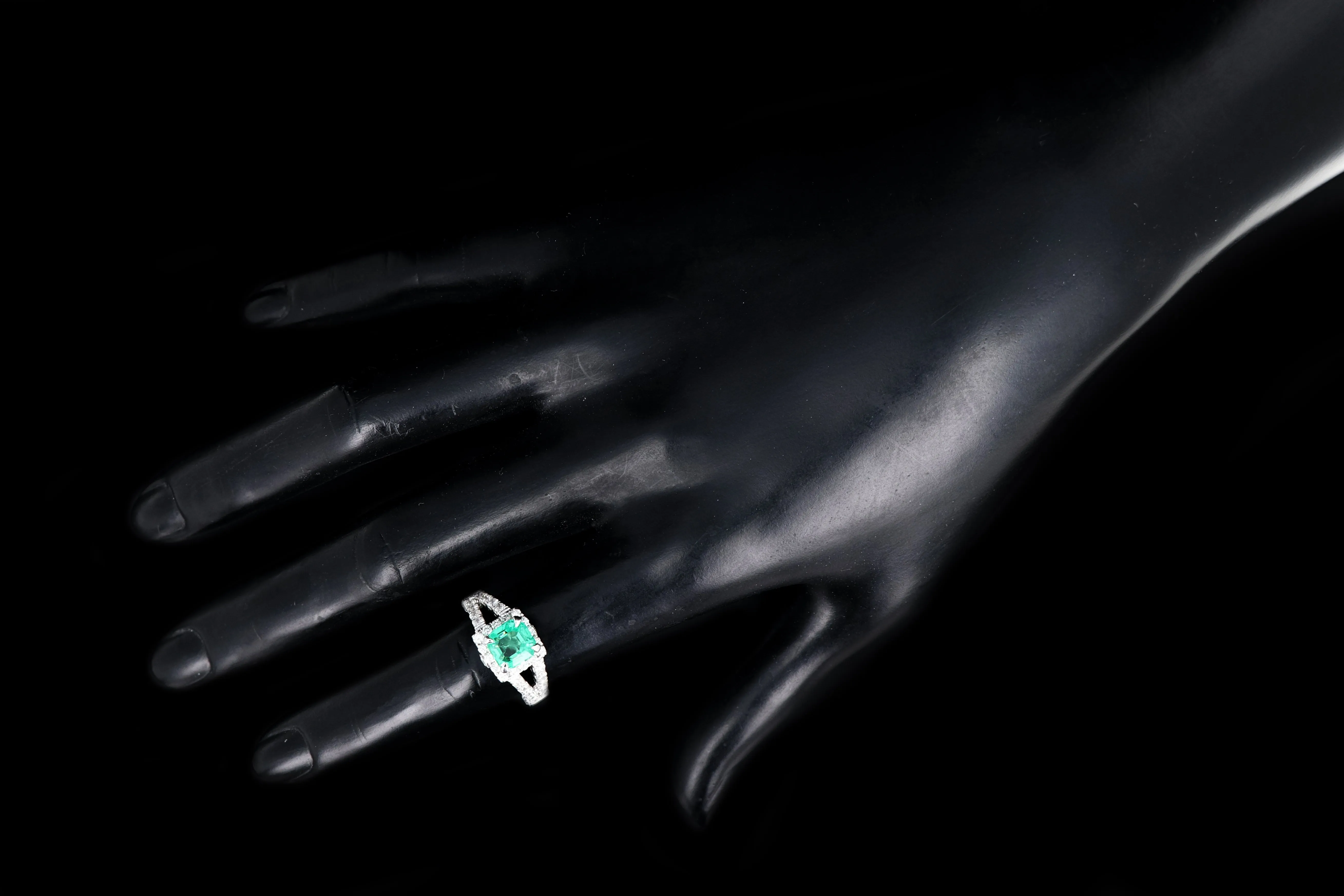 Modern 14K White Gold 1.81CT Colombian Emerald and Diamond Ring GIA Certified