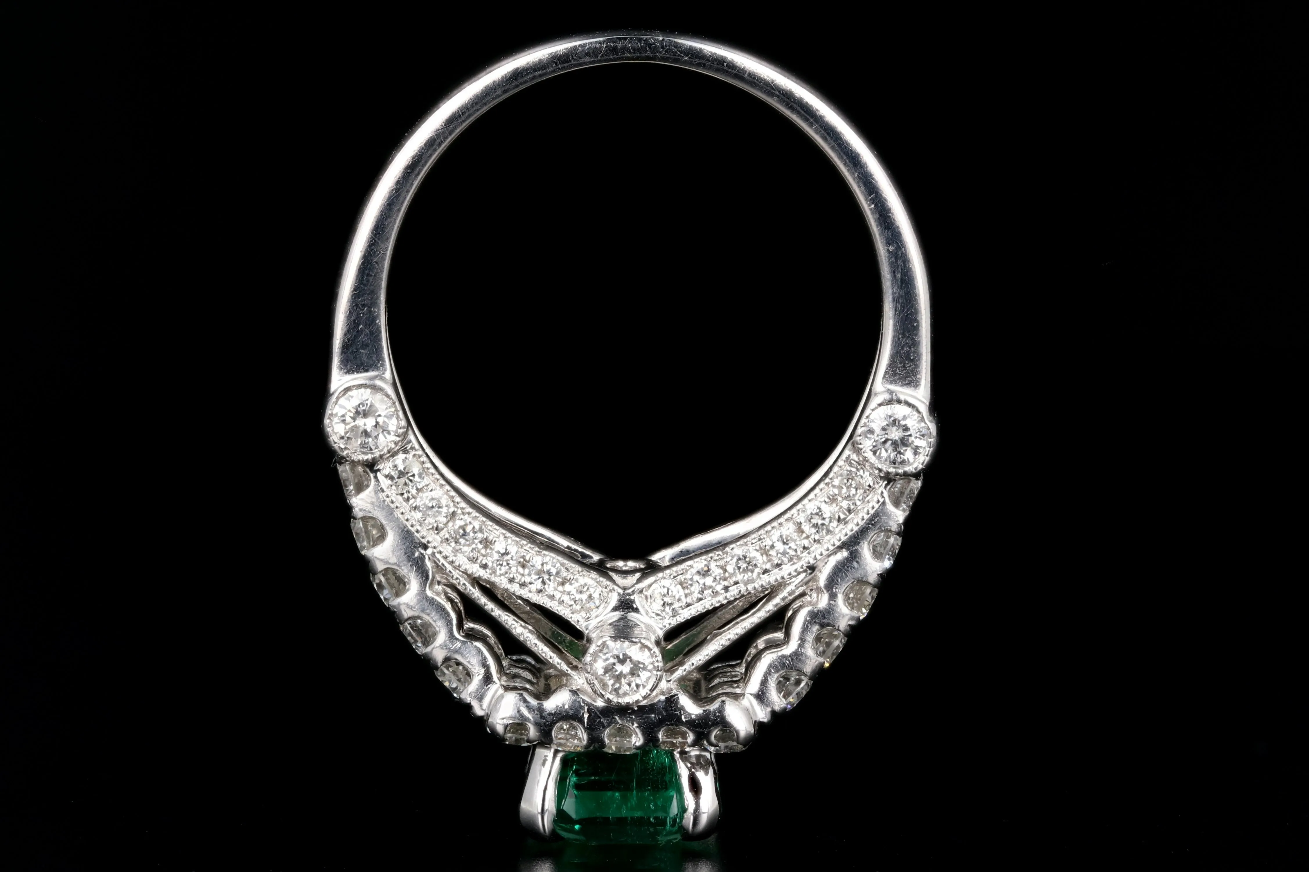 Modern 14K White Gold 1.81CT Colombian Emerald and Diamond Ring GIA Certified