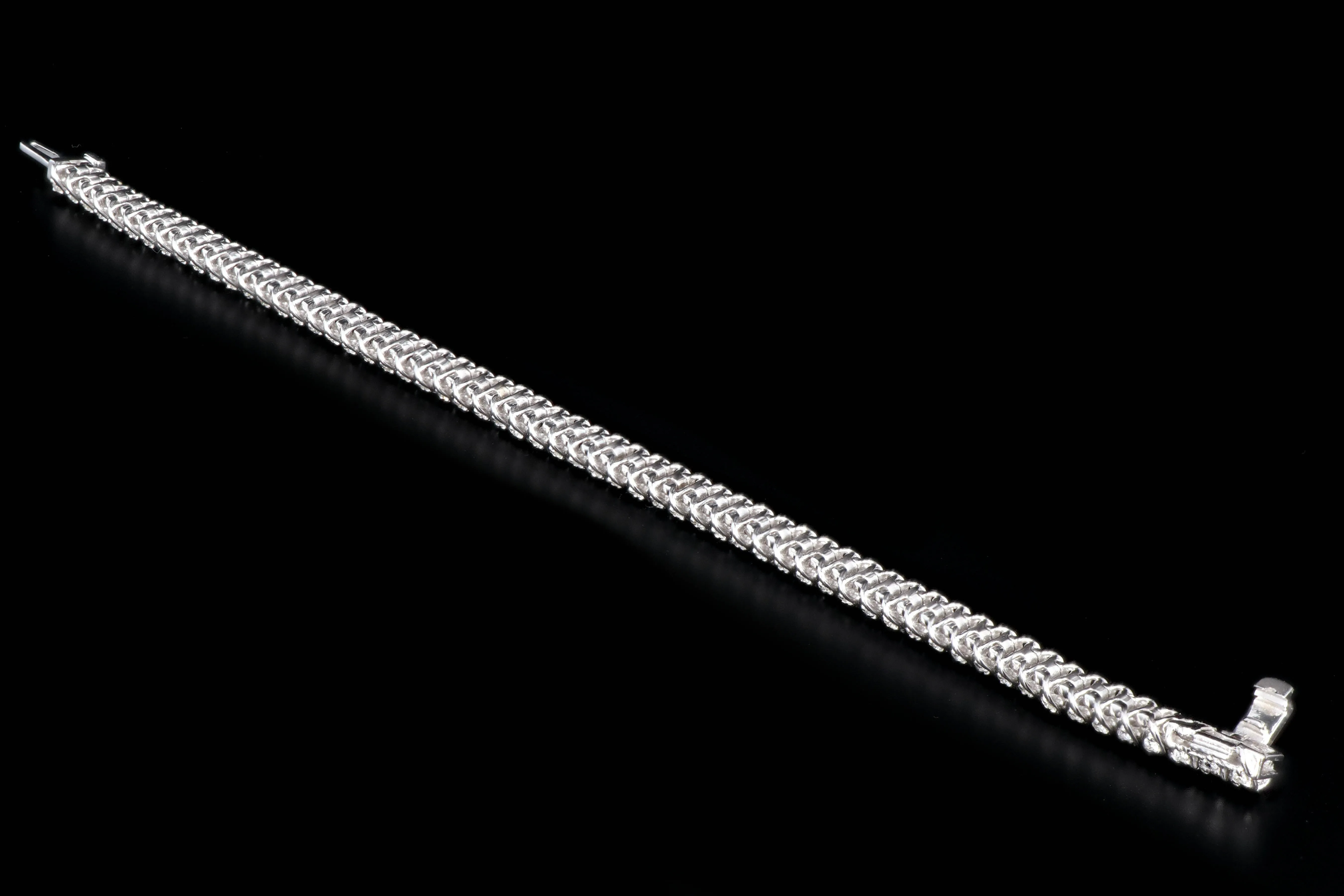 Modern 14K White Gold 5 CTW Round Brilliant Cut Diamond Bracelet