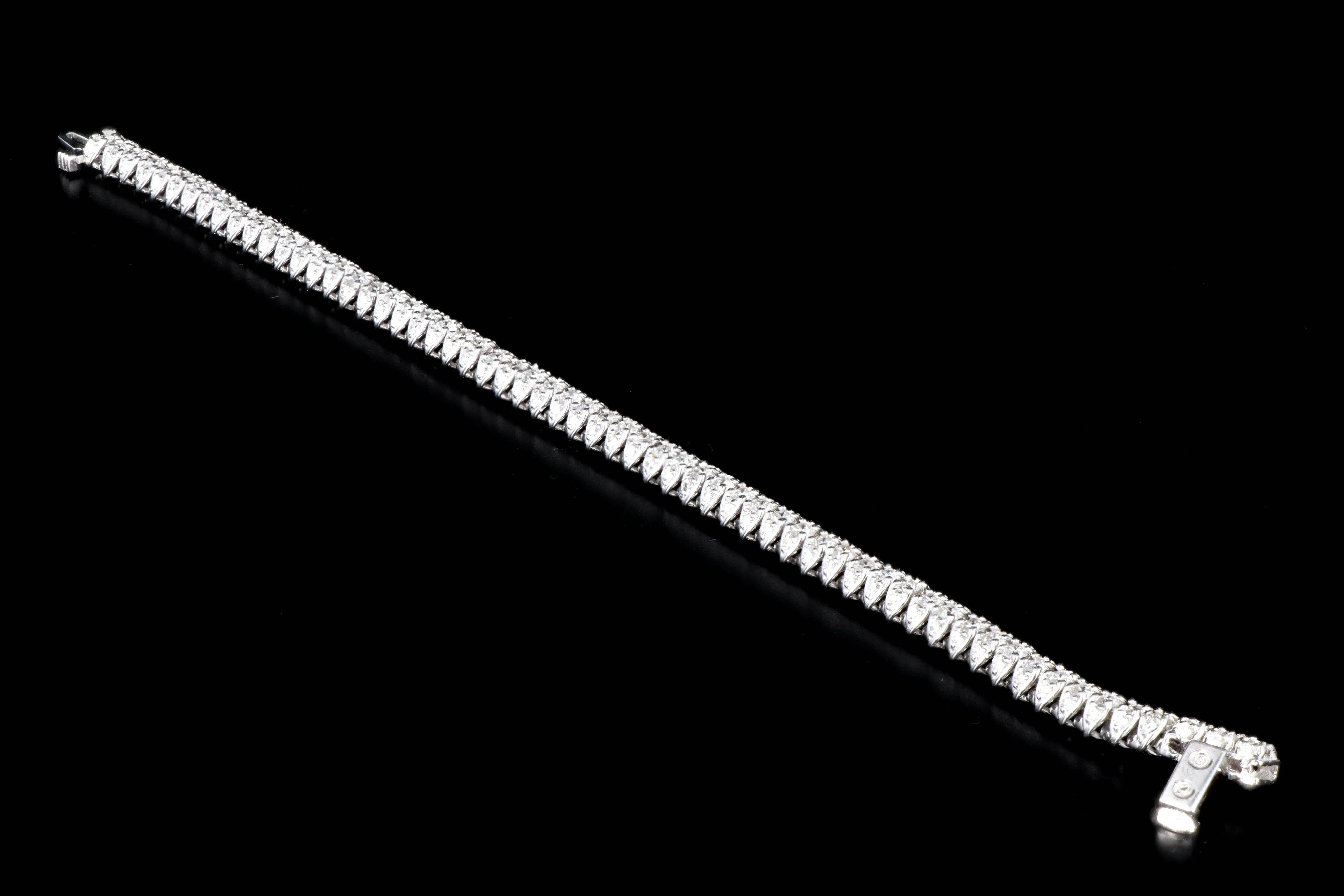 Modern 14K White Gold 5 CTW Round Brilliant Cut Diamond Bracelet