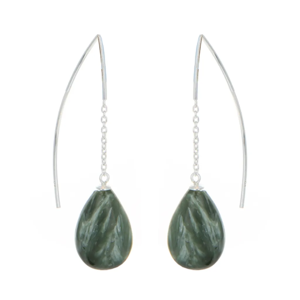 Moss Agate and Sterling Silver Drop Earrings