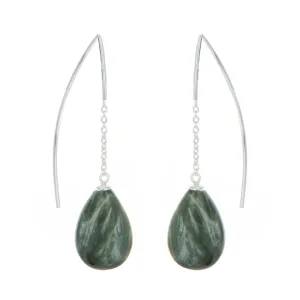 Moss Agate and Sterling Silver Drop Earrings