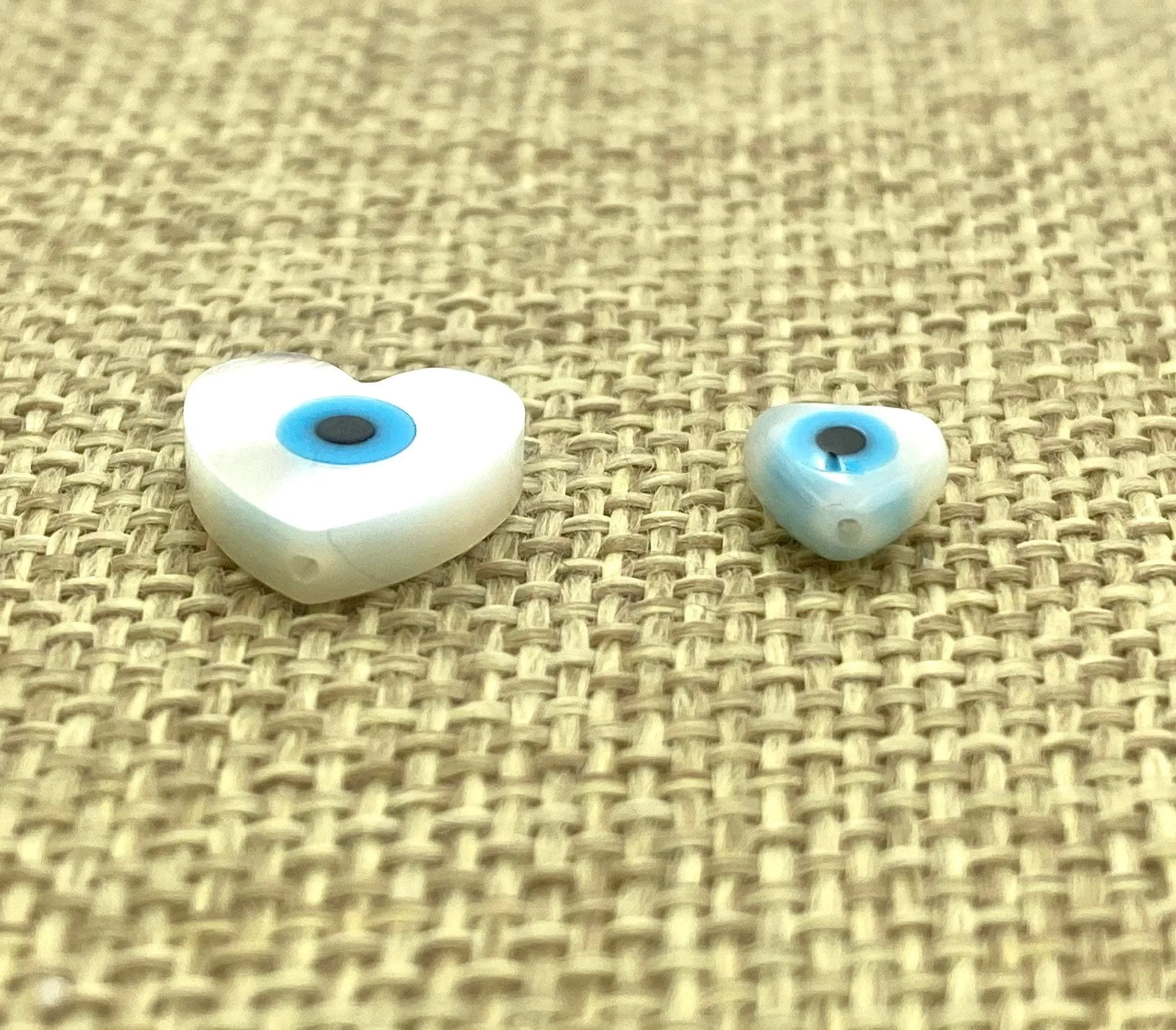 Mother Of Pearls Heart Beads, Medium heart beads, Small Heart Beads, Blue Eye Beads, Evil Eye
