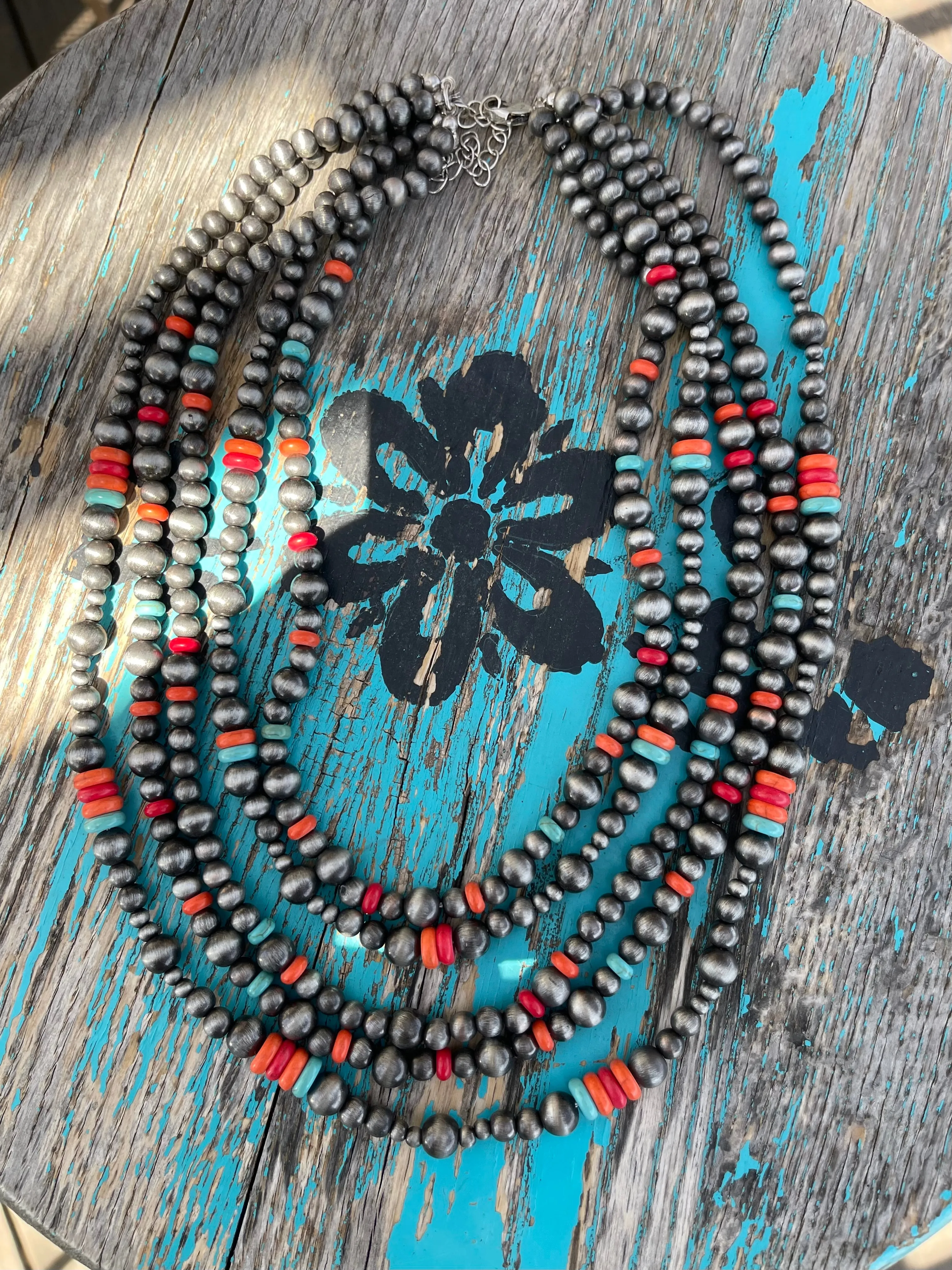 Multi Stone Navajo Pearl Necklace