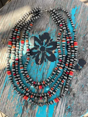 Multi Stone Navajo Pearl Necklace