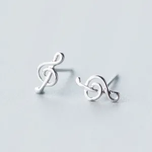 Music Note Treble clef icon Stud Earrings-SS048