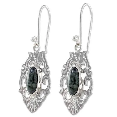 Natural Jade Sterling Silver Earrings