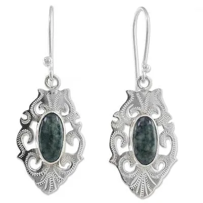 Natural Jade Sterling Silver Earrings