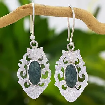 Natural Jade Sterling Silver Earrings