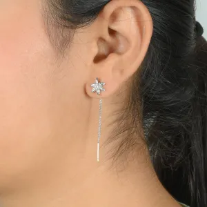 Nature-Inspired Silver Drop Earrings with Leaf Pattern