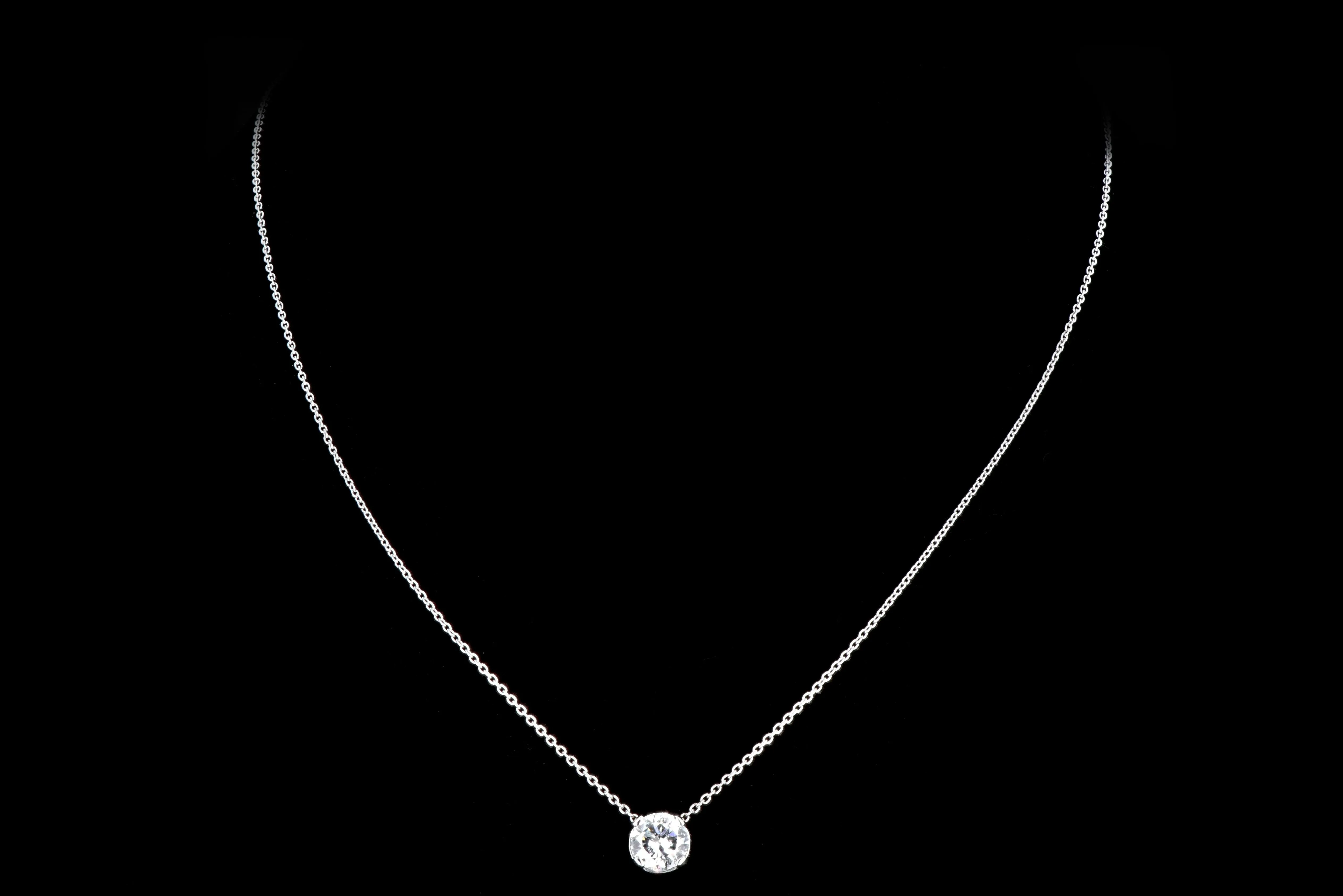 New 14K White Gold 1.34 carat Diamond Necklace