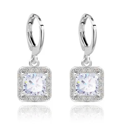 New Hot Sale Gold Plated Zircon Gem Big Brand earrings Small Dangler for Women Fashion Jewelry
