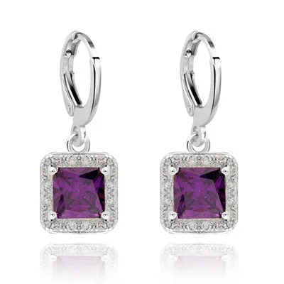 New Hot Sale Gold Plated Zircon Gem Big Brand earrings Small Dangler for Women Fashion Jewelry