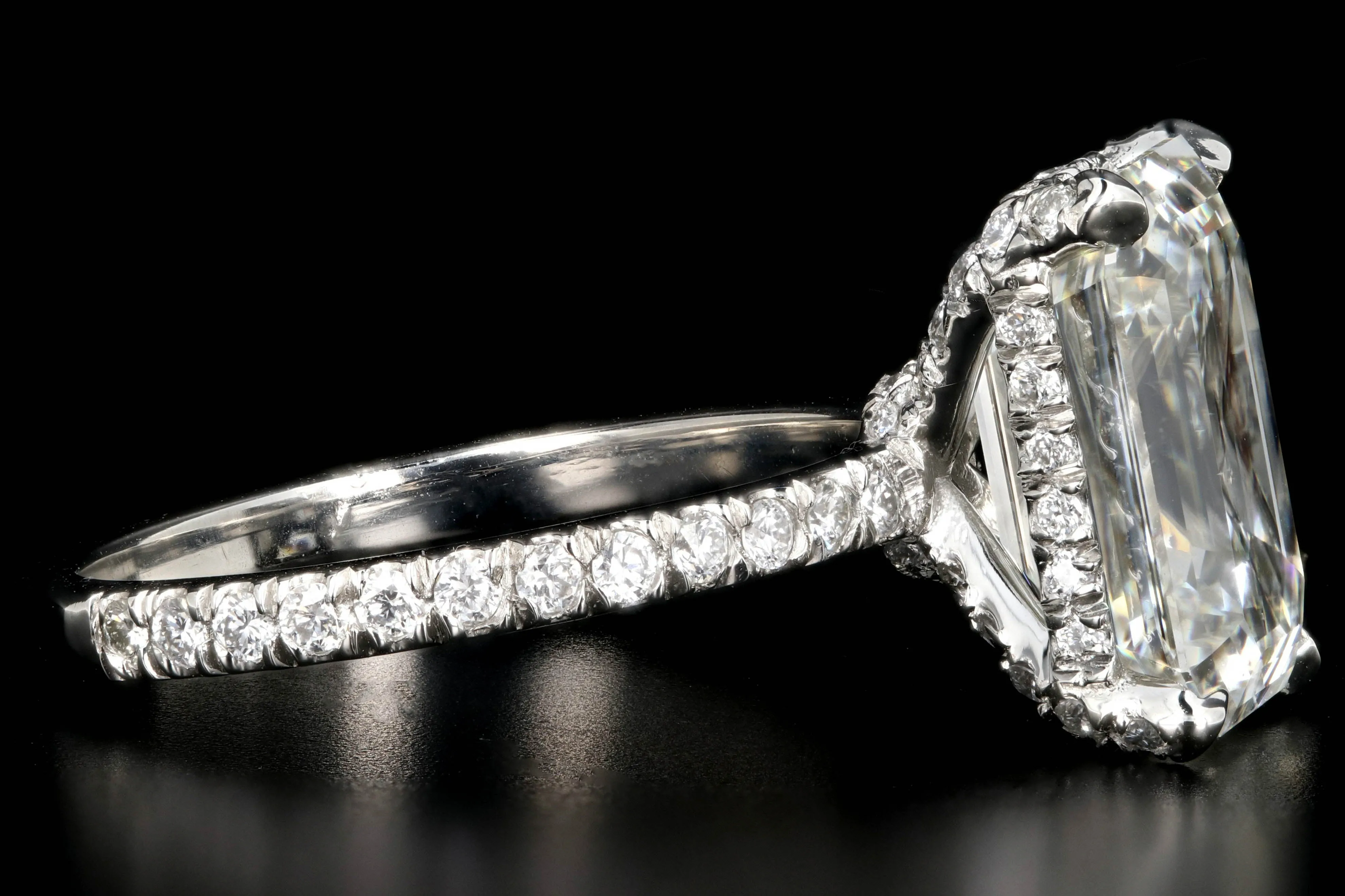 New Platinum 5.02 Carat Emerald Cut Diamond Engagement Ring