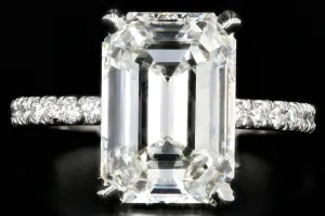New Platinum 5.02 Carat Emerald Cut Diamond Engagement Ring