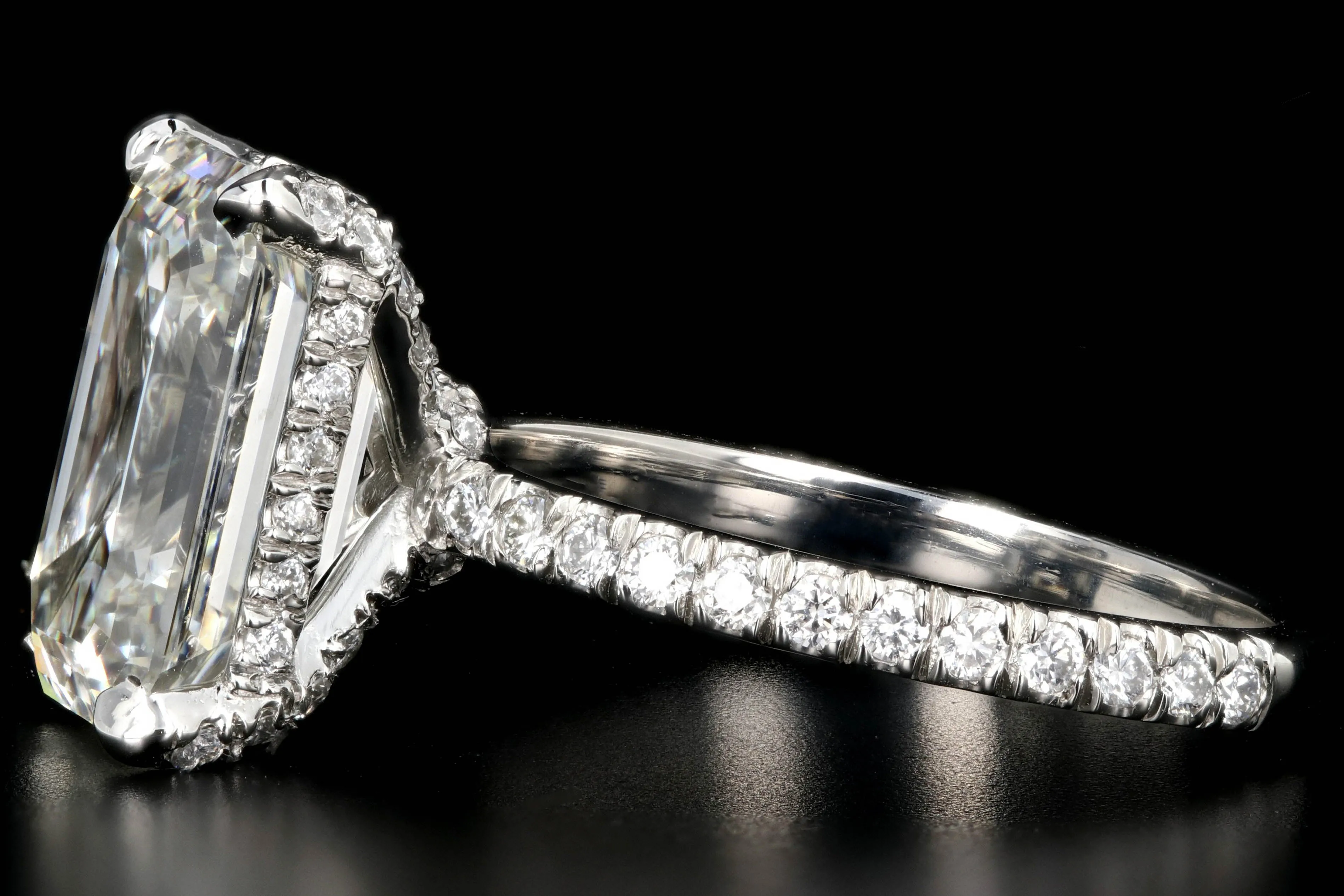 New Platinum 5.02 Carat Emerald Cut Diamond Engagement Ring