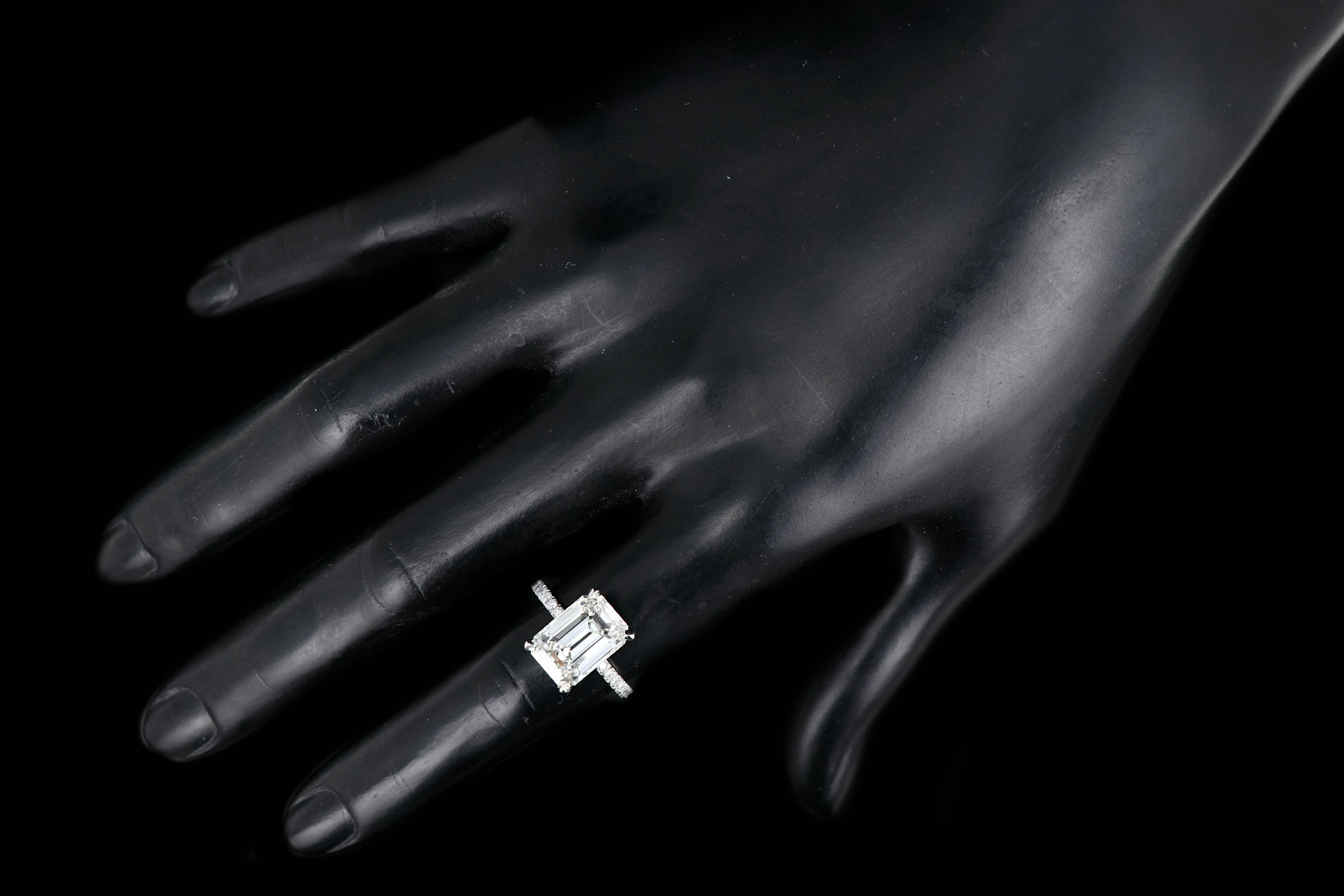 New Platinum 5.02 Carat Emerald Cut Diamond Engagement Ring