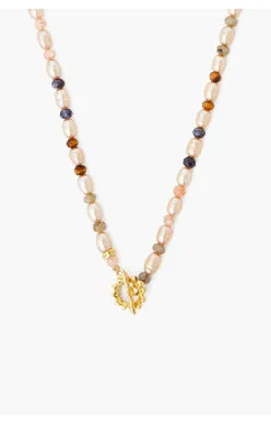 NG-14375 champagne pearl mix necklace