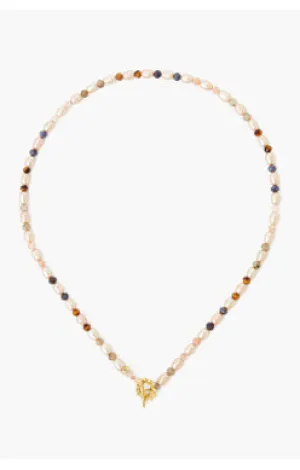 NG-14375 champagne pearl mix necklace