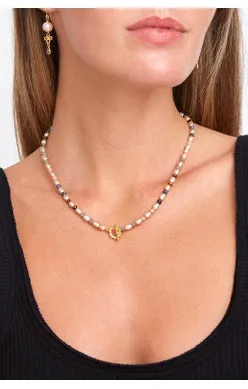 NG-14375 champagne pearl mix necklace