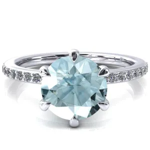 Nora Round Aqua Blue Spinel Solitaire 6 Prong Ring