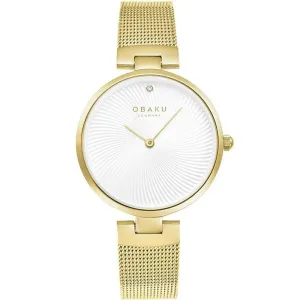 Obaku Diamant-Gold White Dial Gold Mesh Strap Lds V256LXGIMG