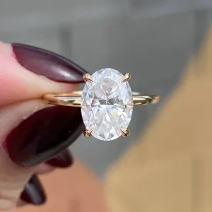 Olivia FLUSH (2.9ct) Oval Moissanite Engagement Ring