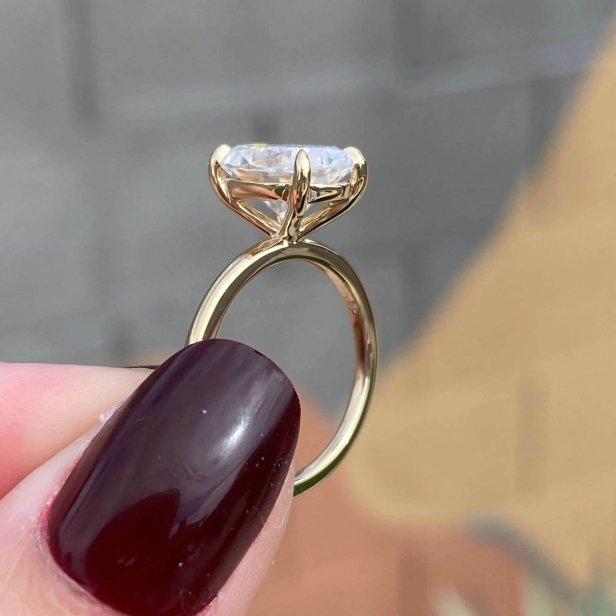 Olivia FLUSH (2.9ct) Oval Moissanite Engagement Ring