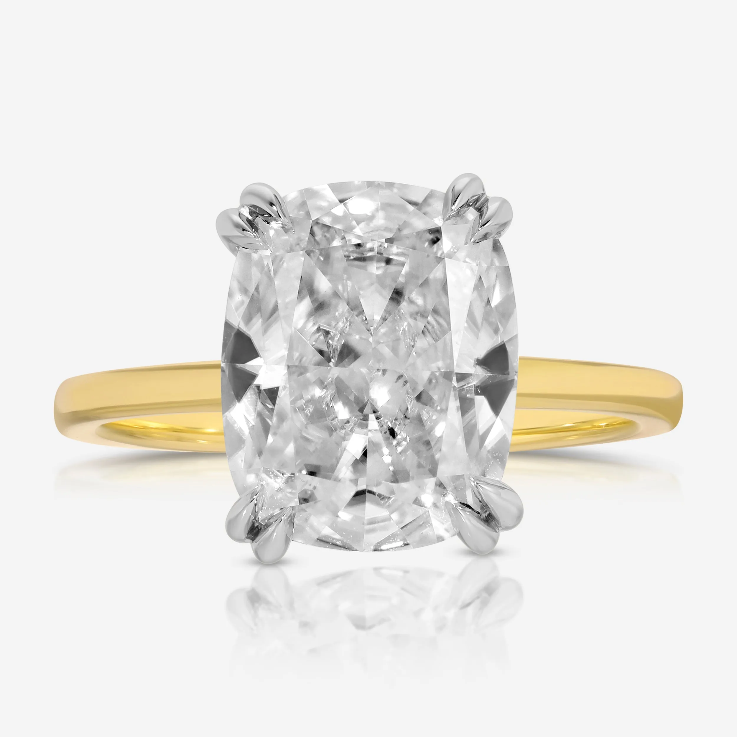 Olivia Flush (4.7ct) Cushion Moissanite Ring ( ) Hidden Halo