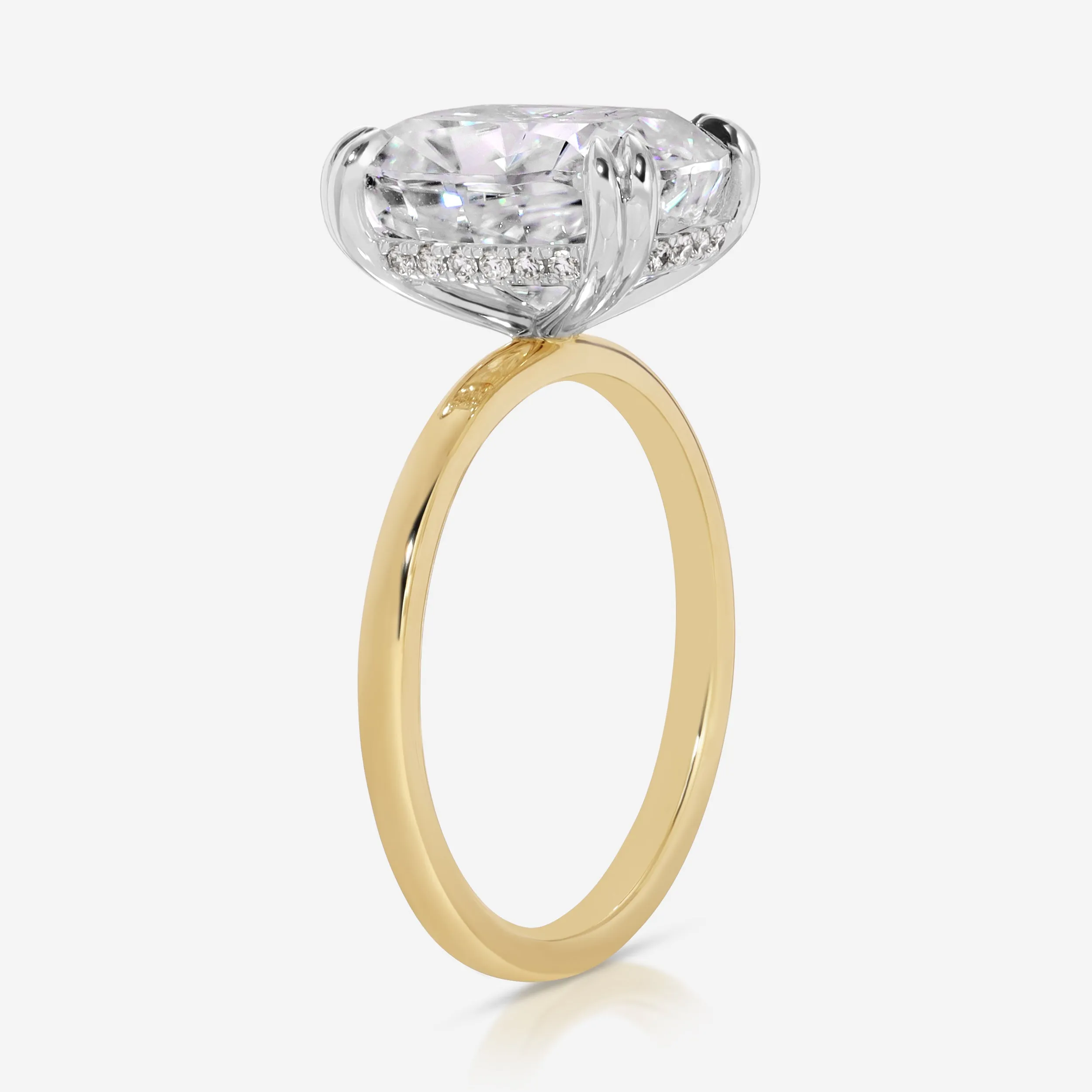 Olivia Flush (4.7ct) Cushion Moissanite Ring ( ) Hidden Halo