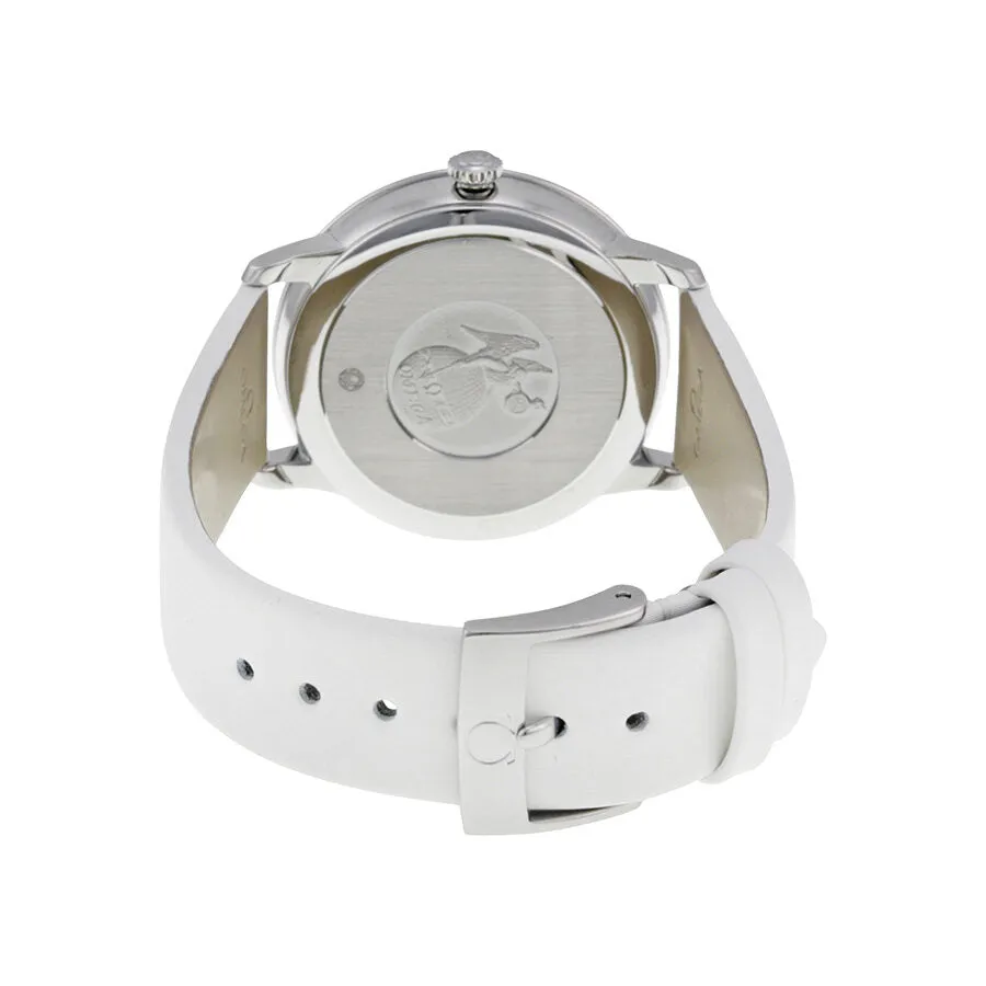 Omega De Ville White Diamond Dial White Satin Ladies Watch 42412336052001