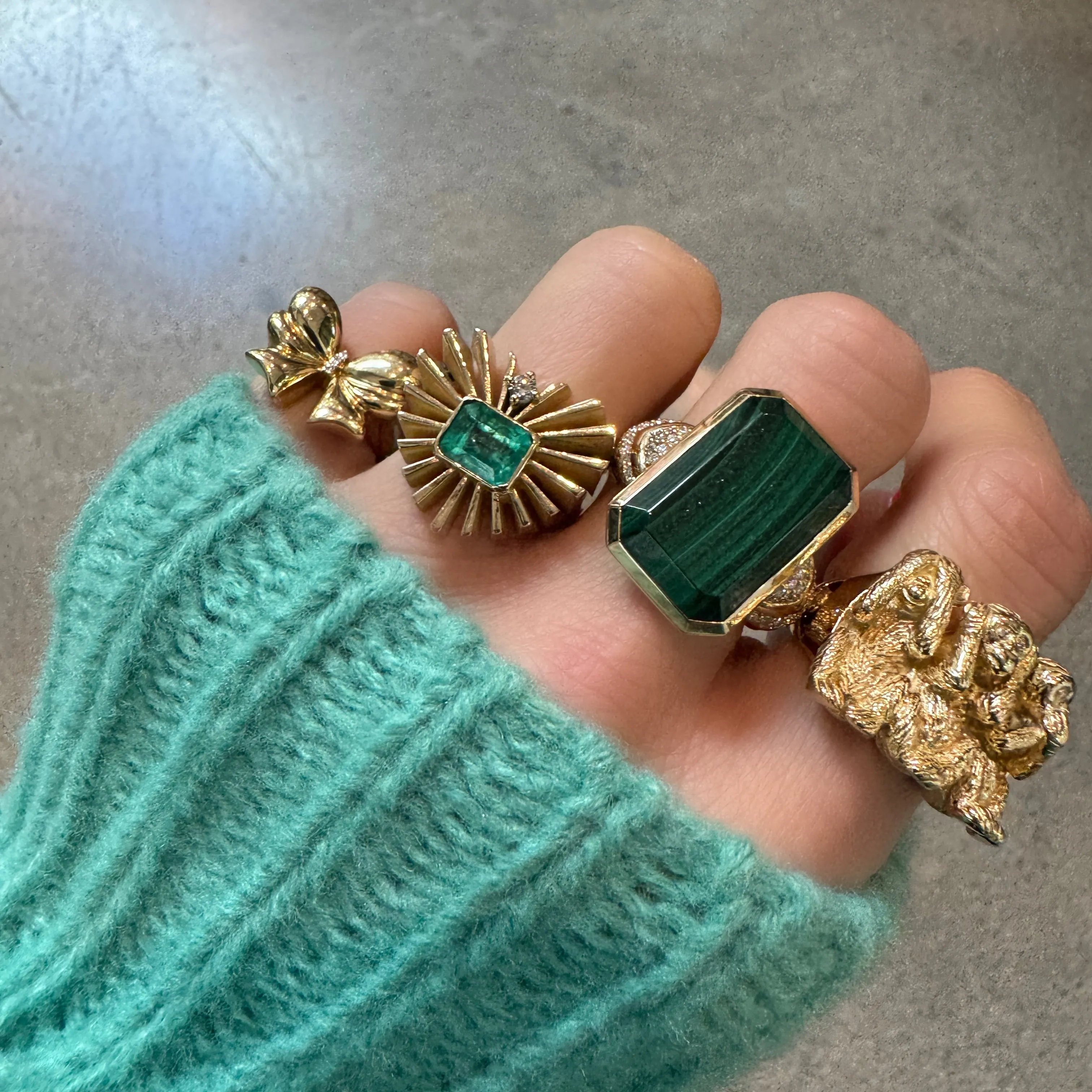 One of a Kind Divine Love Light Emerald & Diamond Heart Ring